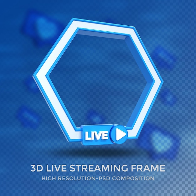 PSD polygon profile 3d frame for live streaming on social media