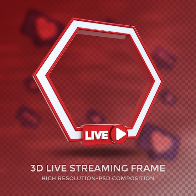 PSD polygon profile 3d frame for live streaming on social media