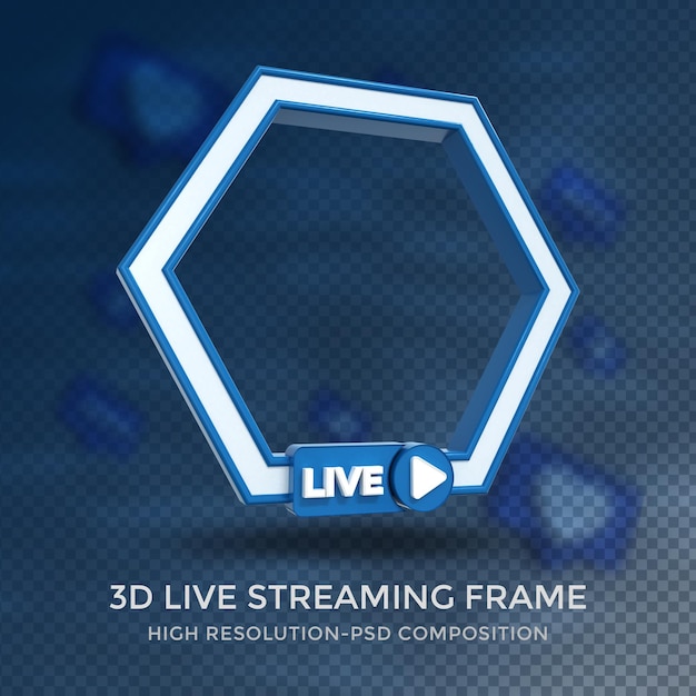 PSD polygon profile 3d frame for live streaming on social media