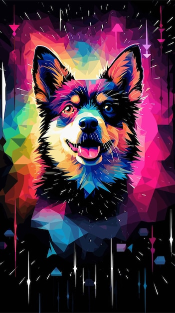 Polygonal illustration of a dog Silhouette triangle low polygon style Beautiful happy puppy