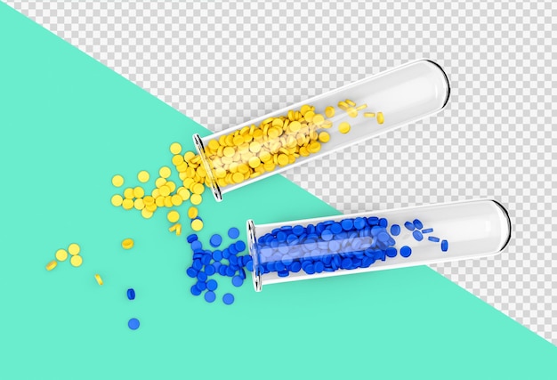 Polymer Plastic bead on White background polymer resin test tube plastic granulate 3d illustration