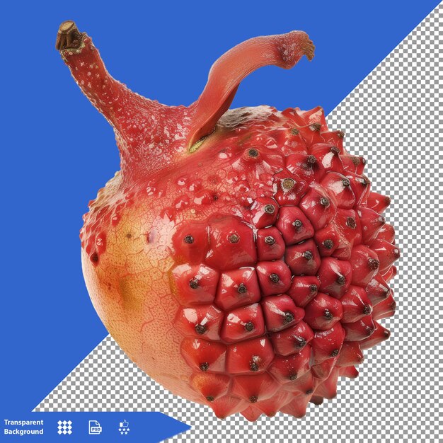 a pomegranate with a red fruit on it