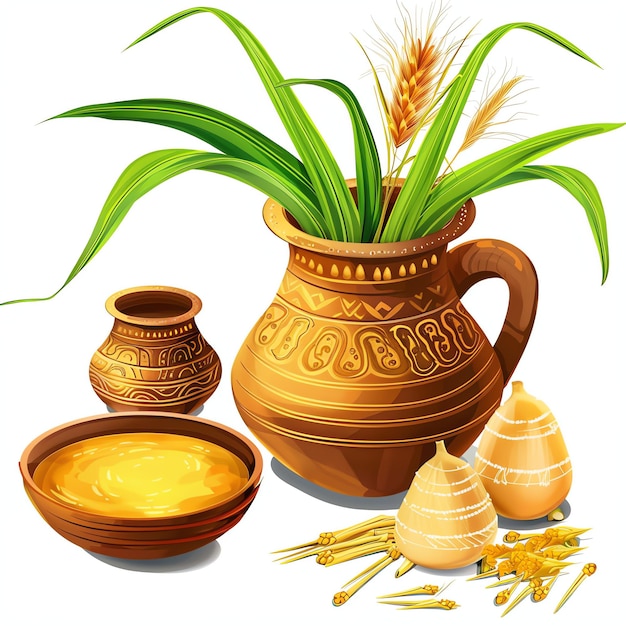 PSD pongal south indian religious festival indian illustration realistic