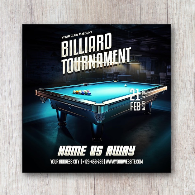 Pool Billiard Tournament Square Flyer Social Media Post Banner