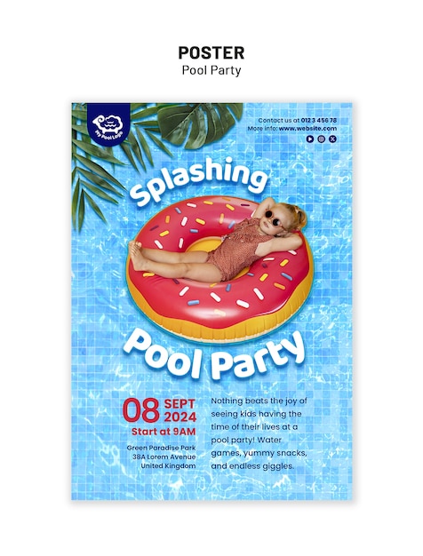 PSD pool party  template design