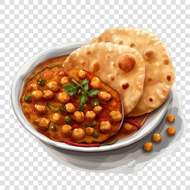 PSD poori with chana masala hinduon transparent background