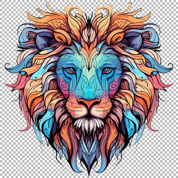 Pop art Lions head with transparent background for Tshirt design AI generated