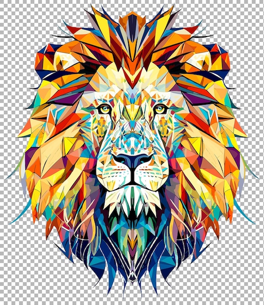 Pop art Lions head with transparent background for Tshirt design AI generated