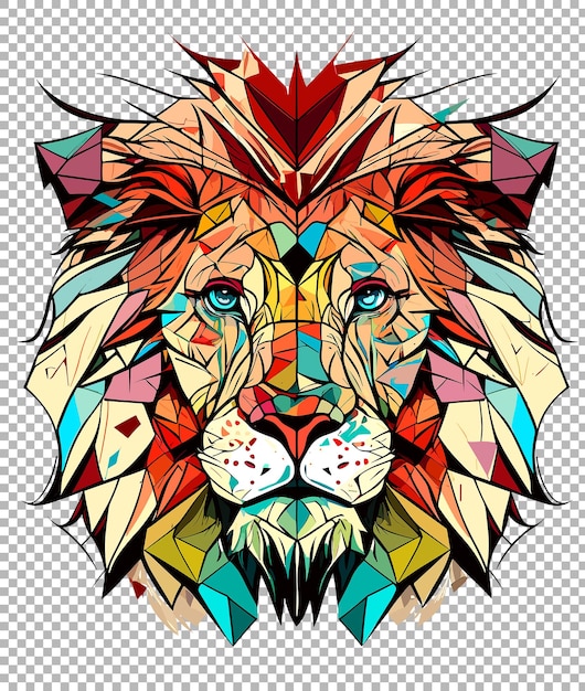 Pop art Lions head with transparent background for Tshirt design AI generated