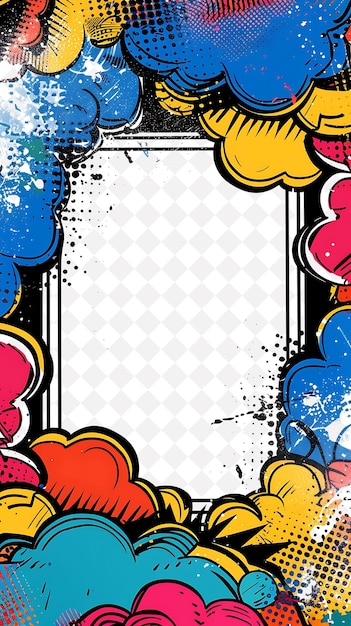 Pop Art Style Frame Adorned With Bright Colors and Comic Boo PNG Creative Background Design