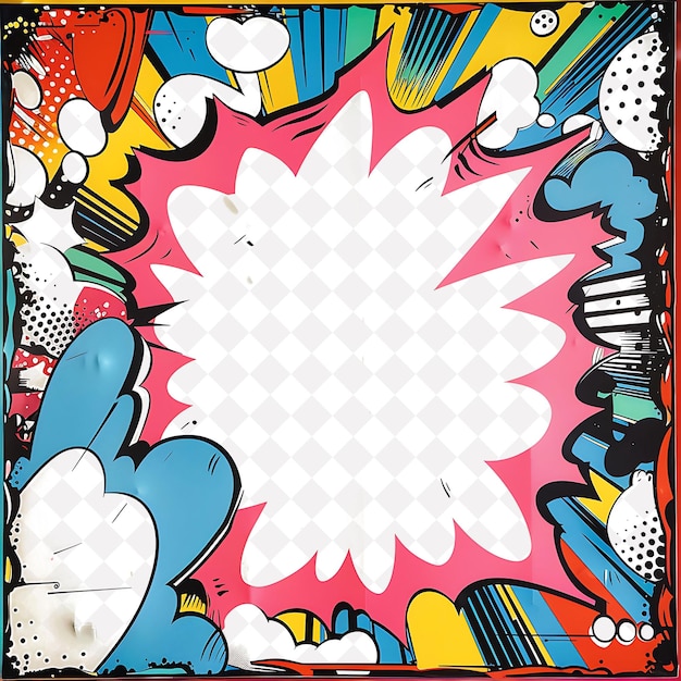 Pop Art Style Frame Adorned With Bright Colors and Comic Boo PNG Creative Background Design