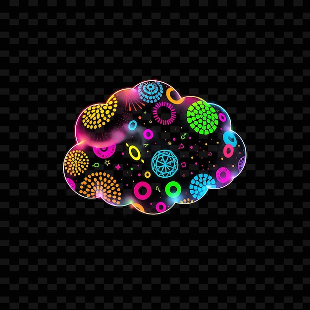 PSD pop culture cloud with trendy patterns popular motifs and current textures _isolated_neon_objectn