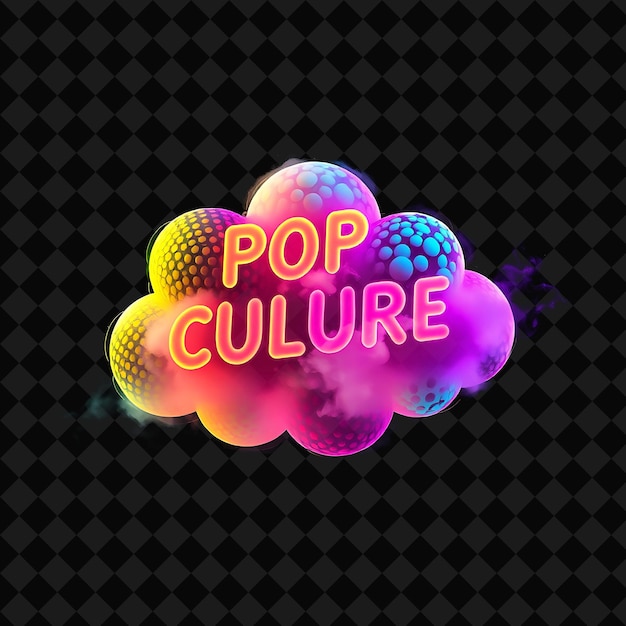 Pop Culture Cloud With Trendy Patterns Popular Motifs and Current Textures Neon Hues of Bright Col