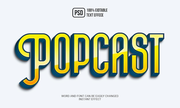 Popcast 3d text style effect