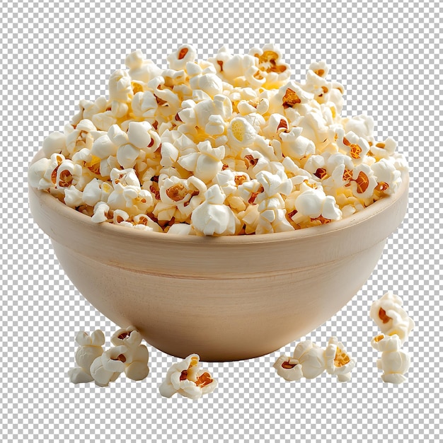 popcorn in a bowl isolated on transparent background