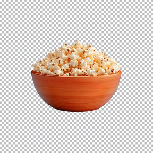 Popcorn in bowl isolated on transparent background