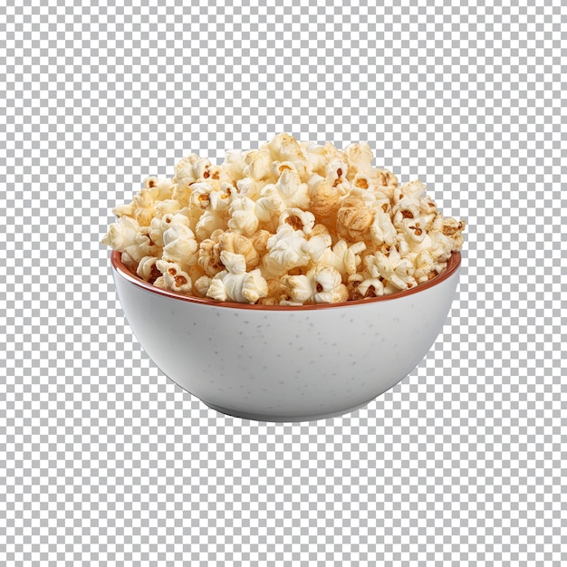 Popcorn in bowl isolated on transparent background