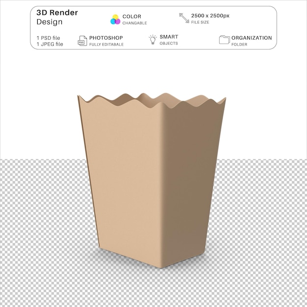 Popcorn Bucket Box 3D Modeling PSD