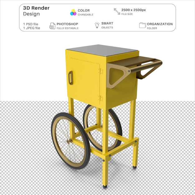 Popcorn Cart 3D Modeling PSD