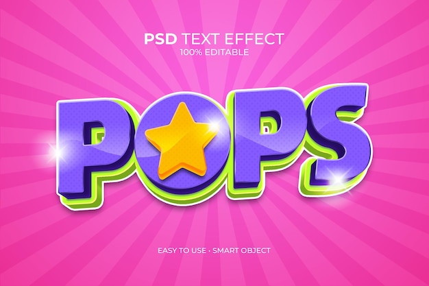 PSD pops star text effect