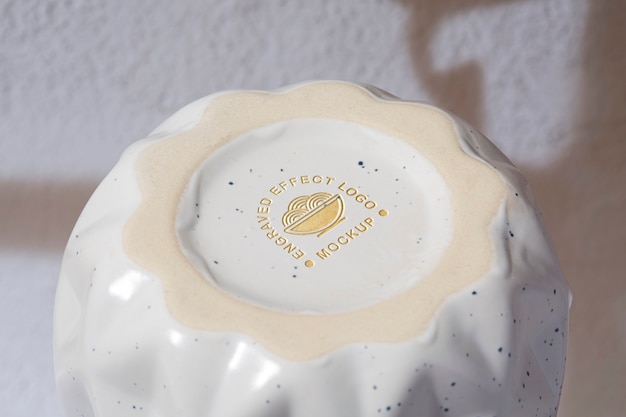 PSD porcelain piece engraved mockup