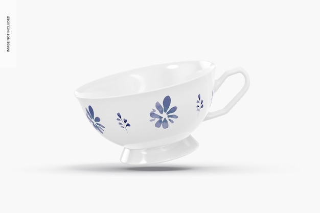 Porcelain Tea Cup Mockup, Falling