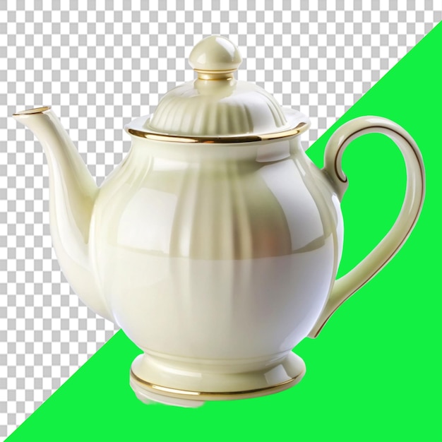 porcelain tea kettle on transparent background