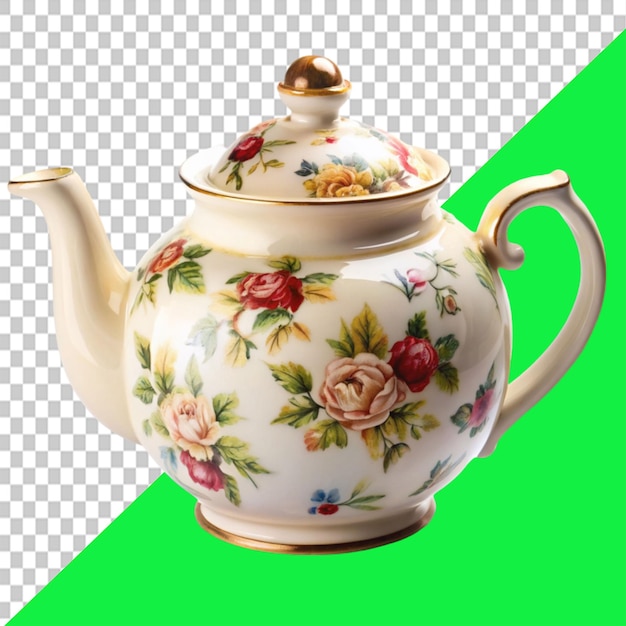 porcelain tea kettle on transparent background