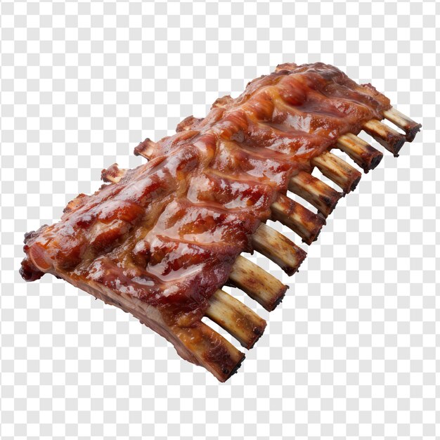 pork ribs side view full length on transparency background PSD