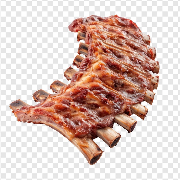 PSD pork ribs side view full length on transparency background psd