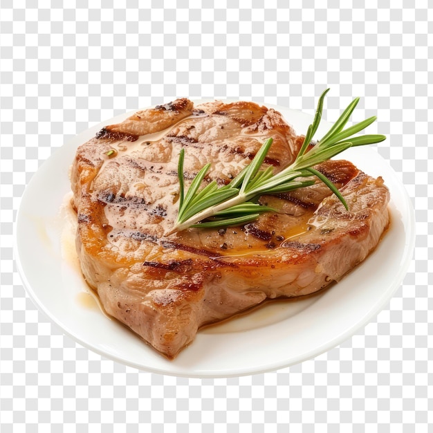 PSD pork steak side view full length on transparency background psd