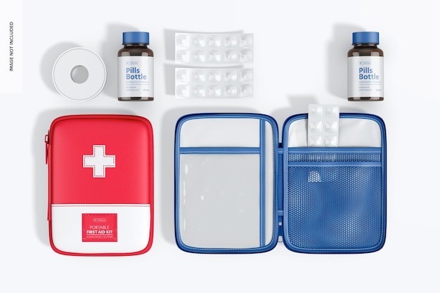 Portable First Aid Kit Mockup, Top View