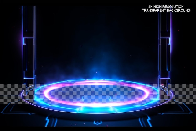 PSD portal and hologram science futuristic stage music so on transparent background