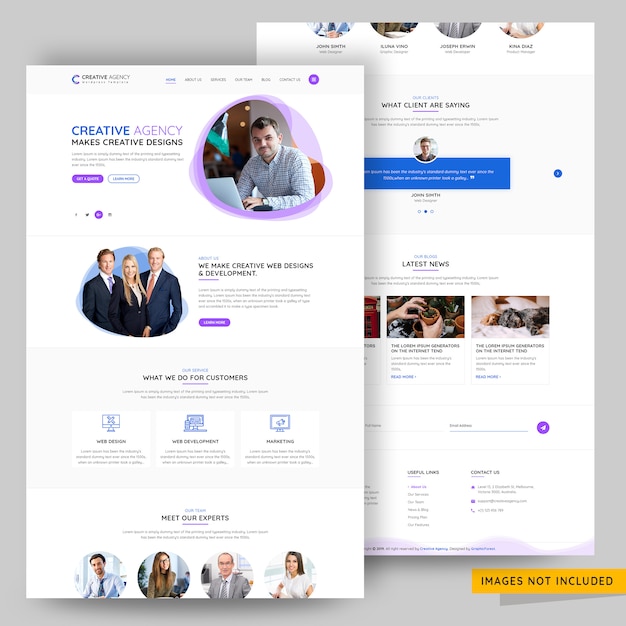 Portfolio and creative design agency landing page premium psd