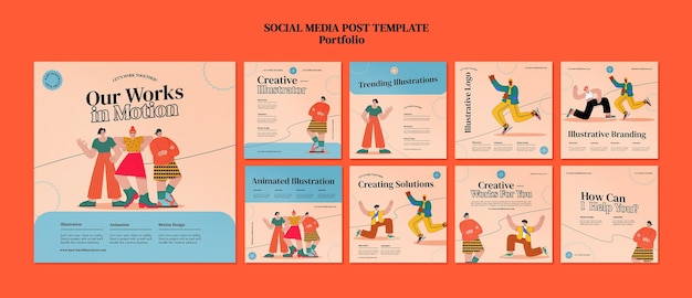 Portofolio insta social media post design template