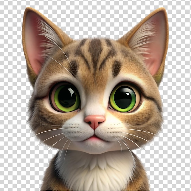 PSD portrait 3d toy cat clipart isolated on transparent background