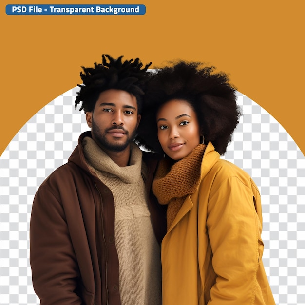 PSD portrait of afro american couple on valentines day