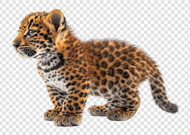 portrait of a baby leopard with a transparent background