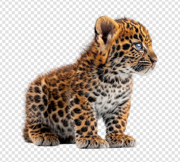 portrait of a baby leopard with a transparent background