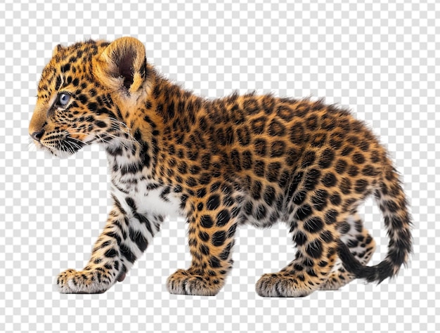 portrait of a baby leopard with a transparent background