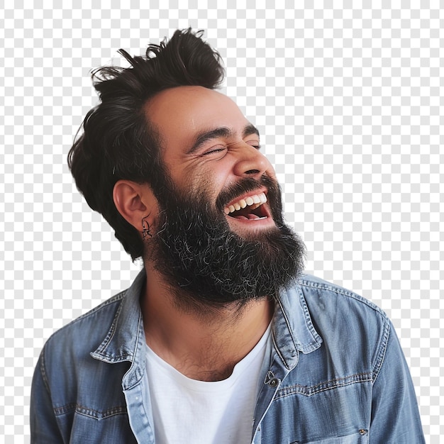 PSD portrait of a bearded man laughing