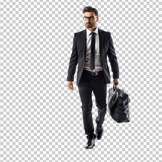 Portrait of a business man walking isolated on white background