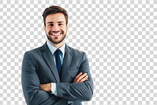 portrait of businessman arm crossed on isolated background