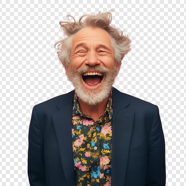 PSD portrait of a cheerful senior man