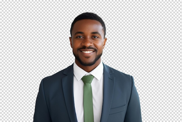 Portrait of a confident businessman standing isolated on transparent background