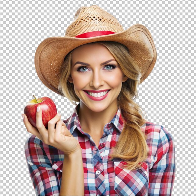 portrait of country woman with apple png