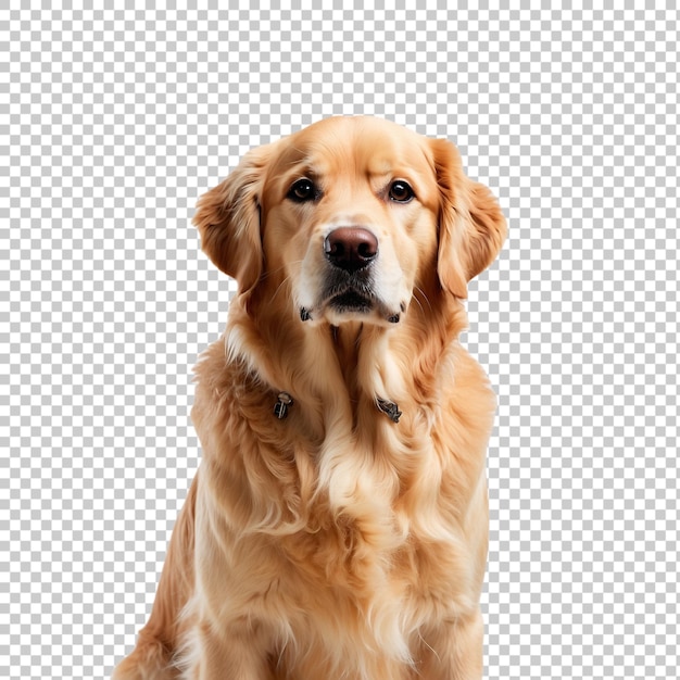 Portrait of a cute Golden Retriever isolated on transparent background