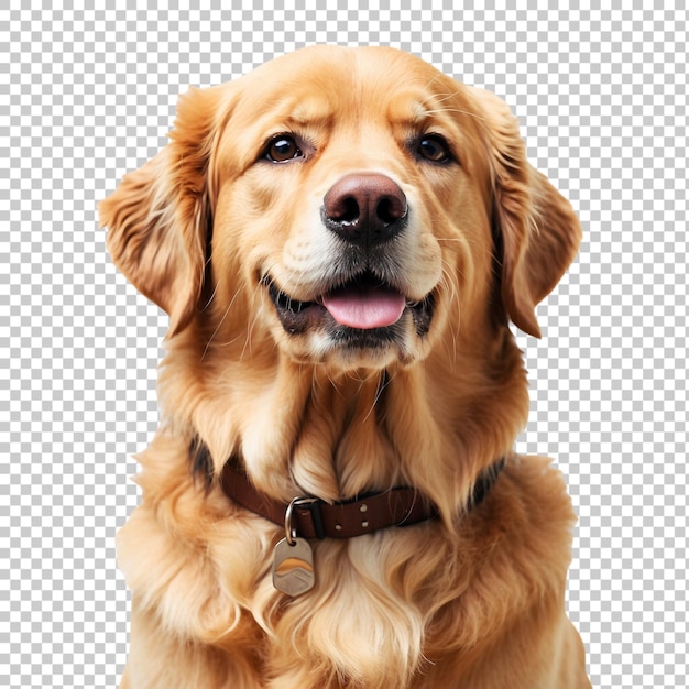 Portrait of a cute Golden Retriever isolated on transparent background