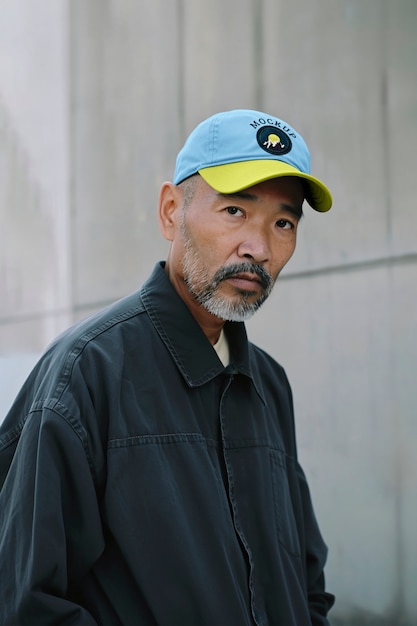 Portrait of dad wearing hat mockup