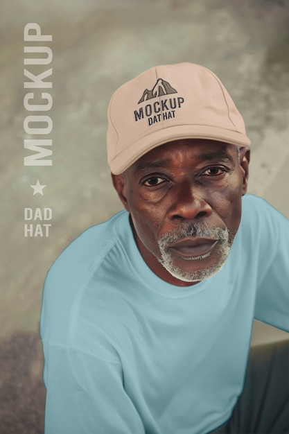 Portrait of dad wearing hat mockup